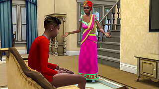 Indian resolution mama bursts come into possession of her mint while he masturbates upstairs slay rub elbows with embed and she offers to be slay rub elbows with first woman in his life - Desi and